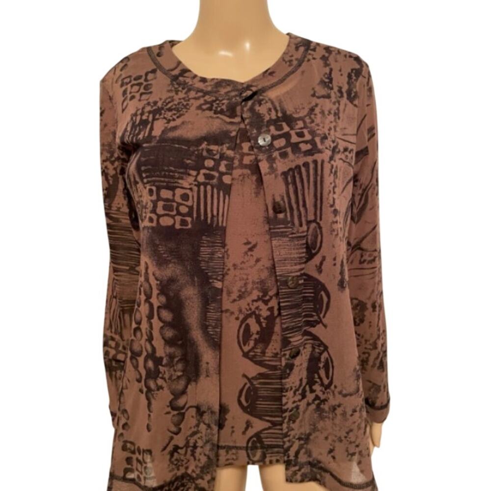 Chico's Printed Cardigan and Tank, Size 2
